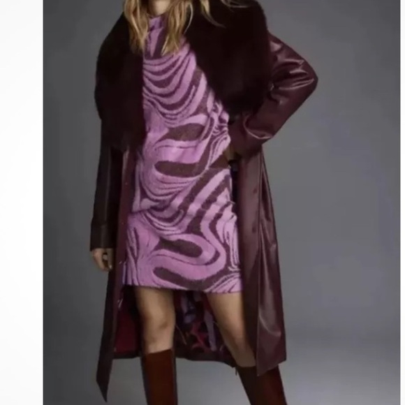 Anthropologie Womens XS Oversized Mock Neck Tunic Sweater Soft Eyelash Pink Rose - Picture 10 of 10